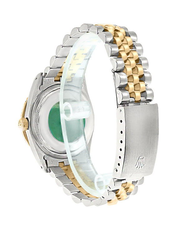 ICED OUT ROLEX DATEJUST TWO TONE GREEN DIAMOND DIAL & DIAMOND BEZEL