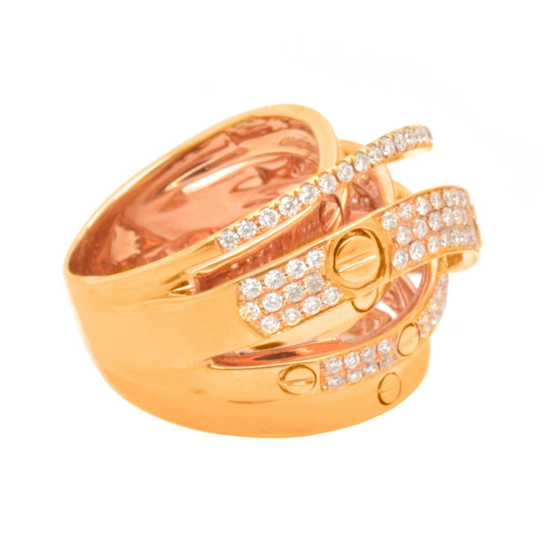 18K Rose Gold Pave Style Diamond Ring