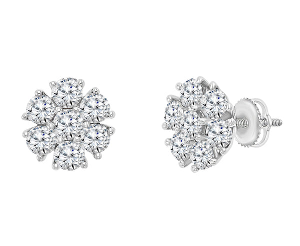 Diamond Flower Stud Earrings