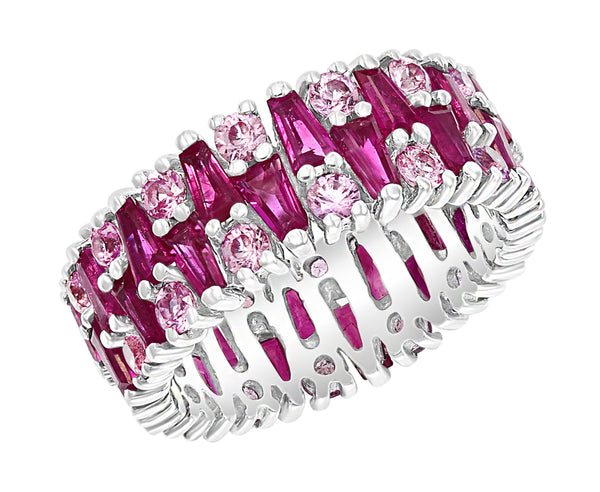 WHITE GOLD MOSAIC PINK SAPPHIRE & RUBIES RING 8.00cttw.