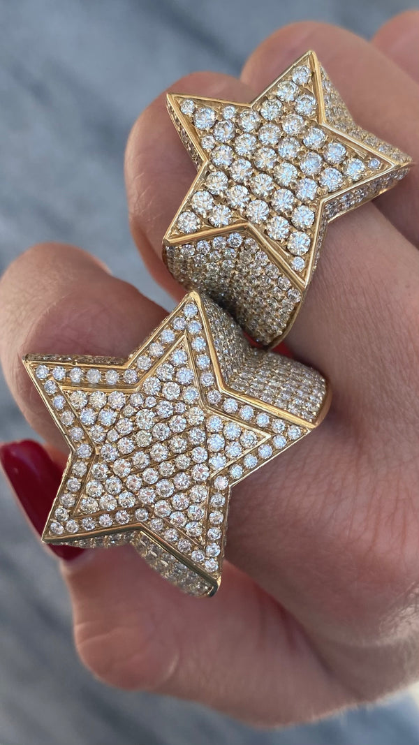 GOLD PAVE DIAMOND MEN STAR RING ICED OUT