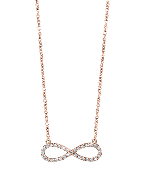 ROSE GOLD DIAMOND INFINITY NECKLACE 0.20cttw.