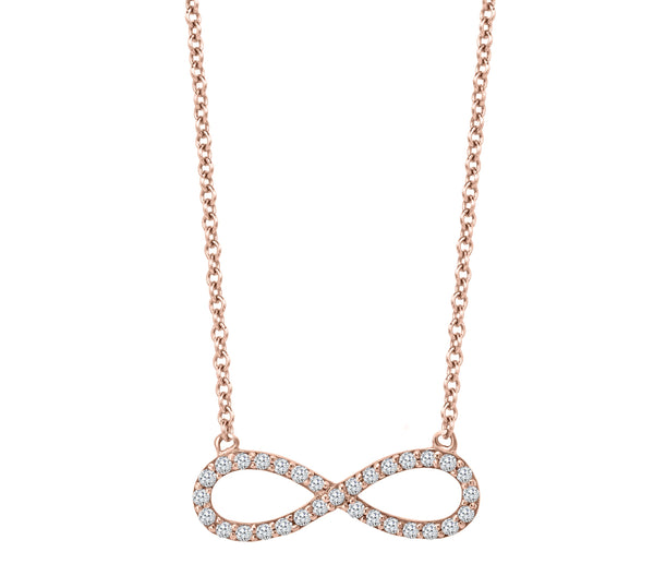 ROSE GOLD DIAMOND INFINITY NECKLACE 0.20cttw.