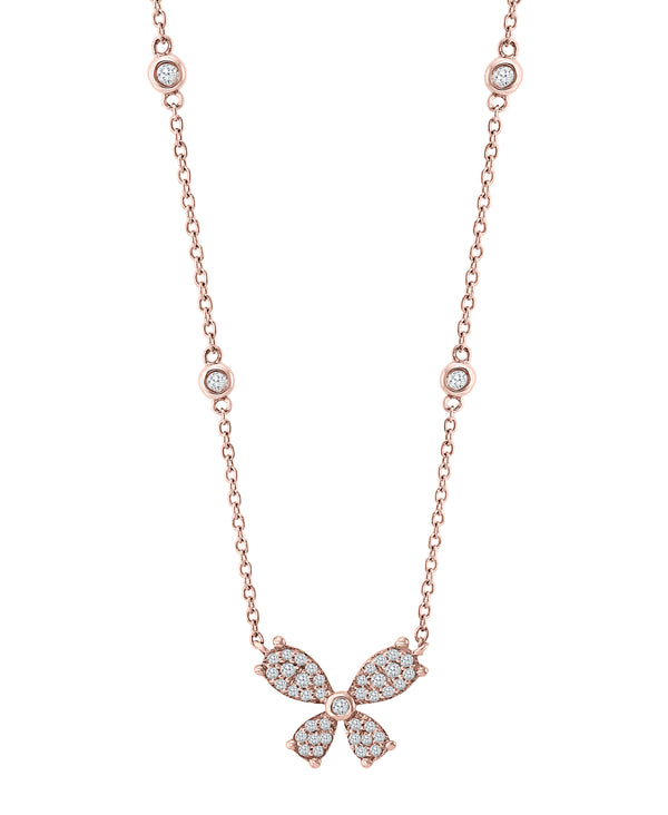 ROSE GOLD BUTTERFLY DIAMOND NECKLACE  0.30cttw.