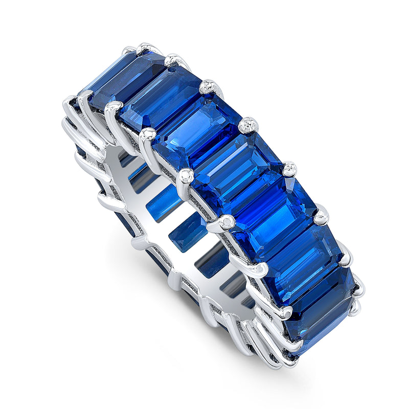 Emerald Cut Blue Sapphire Eternity Ring