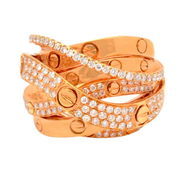 18K Rose Gold Pave Style Diamond Ring